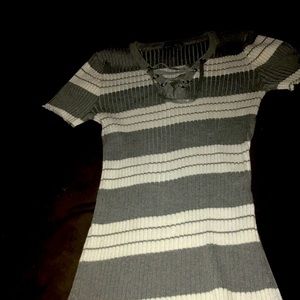 White and grey sweater dress